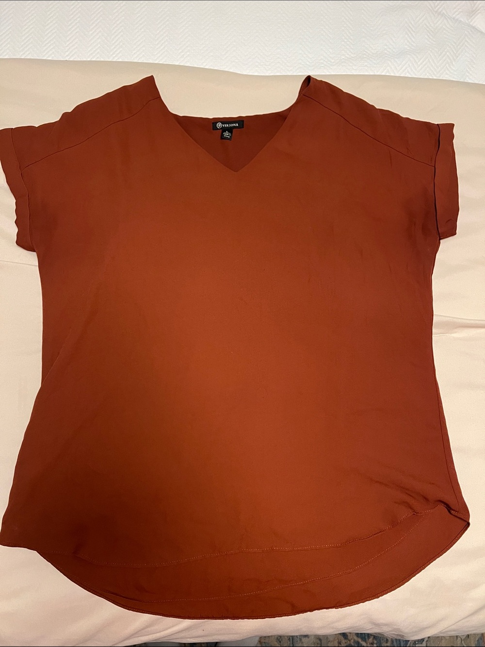 Versona Rust Short Sleeve V-Neck Blouse